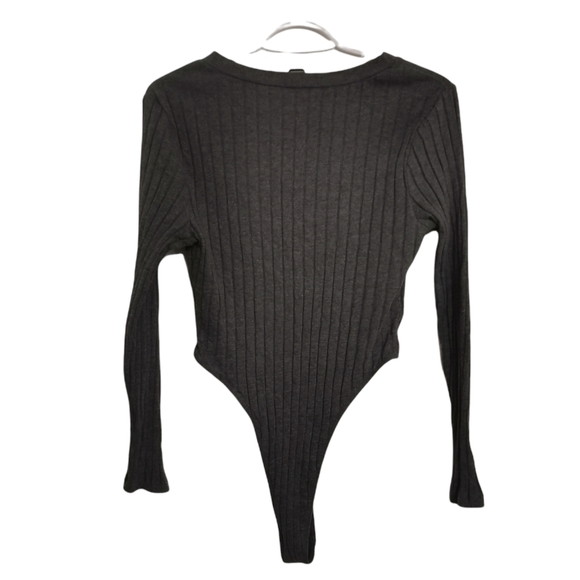 SHEIN Plus Rib-knit Tee Bodysuit - Picture 3 of 4